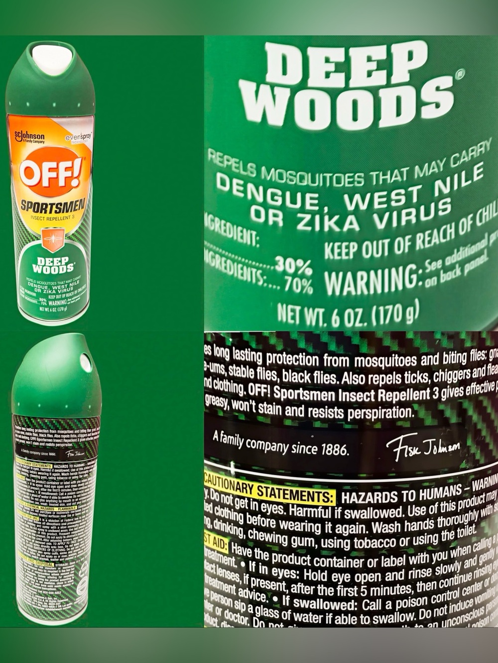 NWT OFF!SPORTSMAN DEEP WOODS EVEN SPRAY REPELS MOSQUITOS THAT MAY CARRY VIRUSES